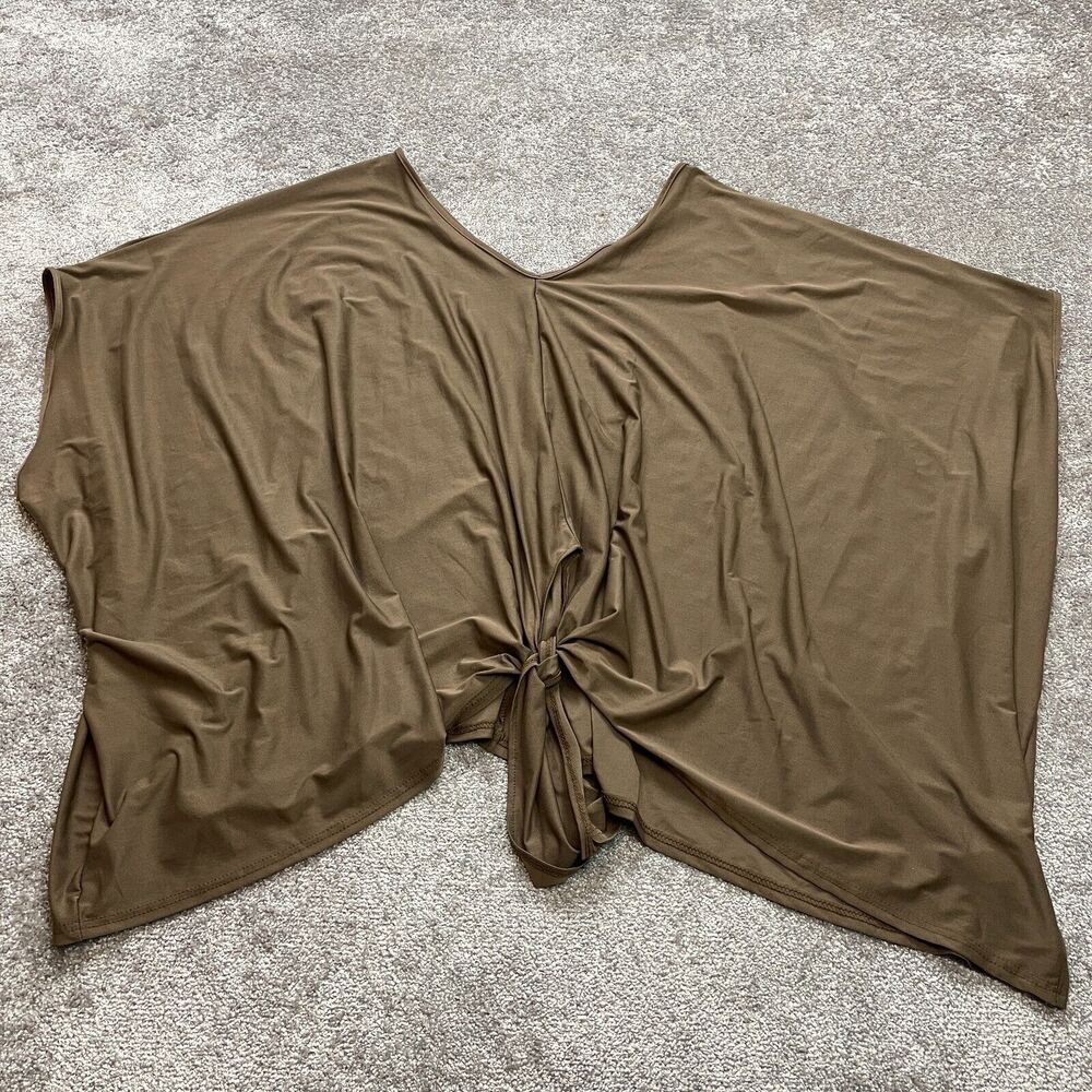 Lily by Firmina Blouse Shirt Womens 3XL Brown Stretch Polyester Knot Bottom New